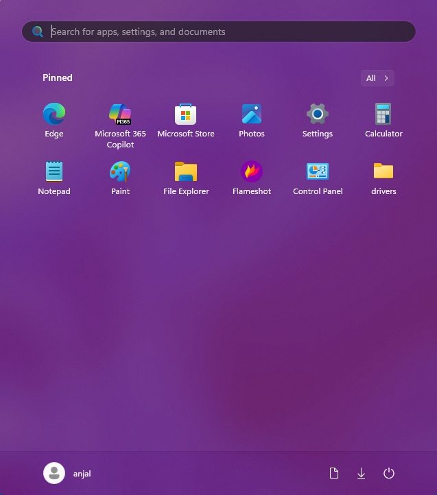 changed color of start menu