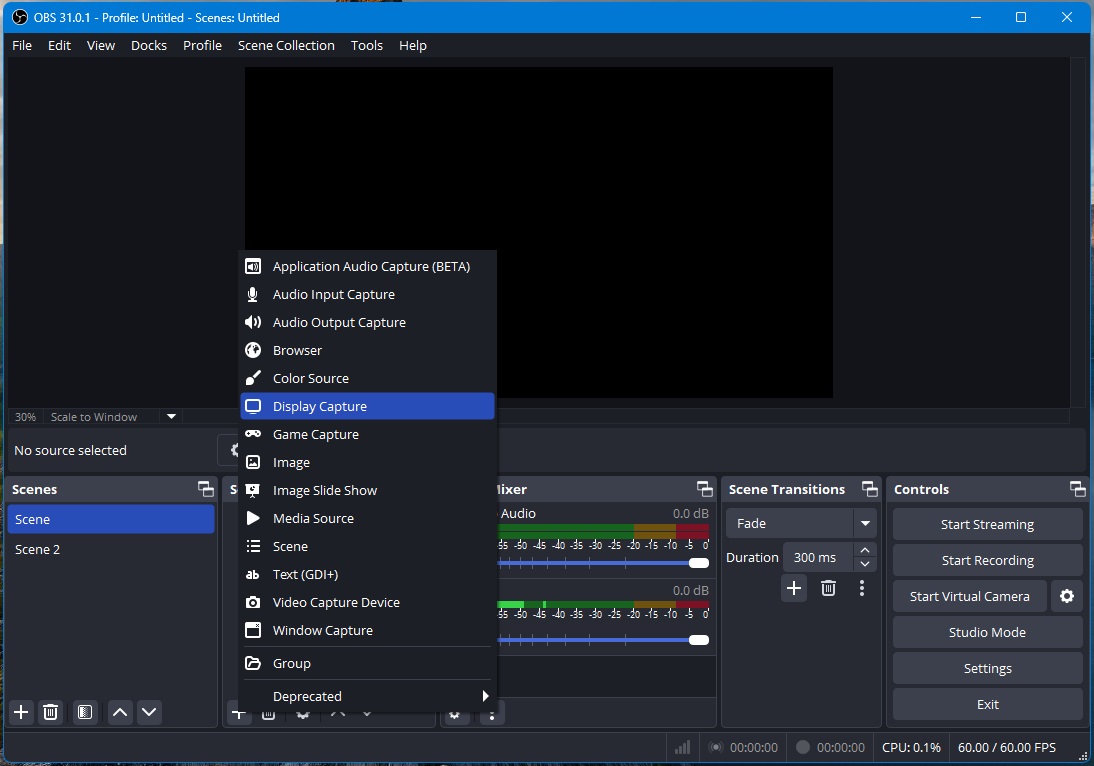 display capture obs studio